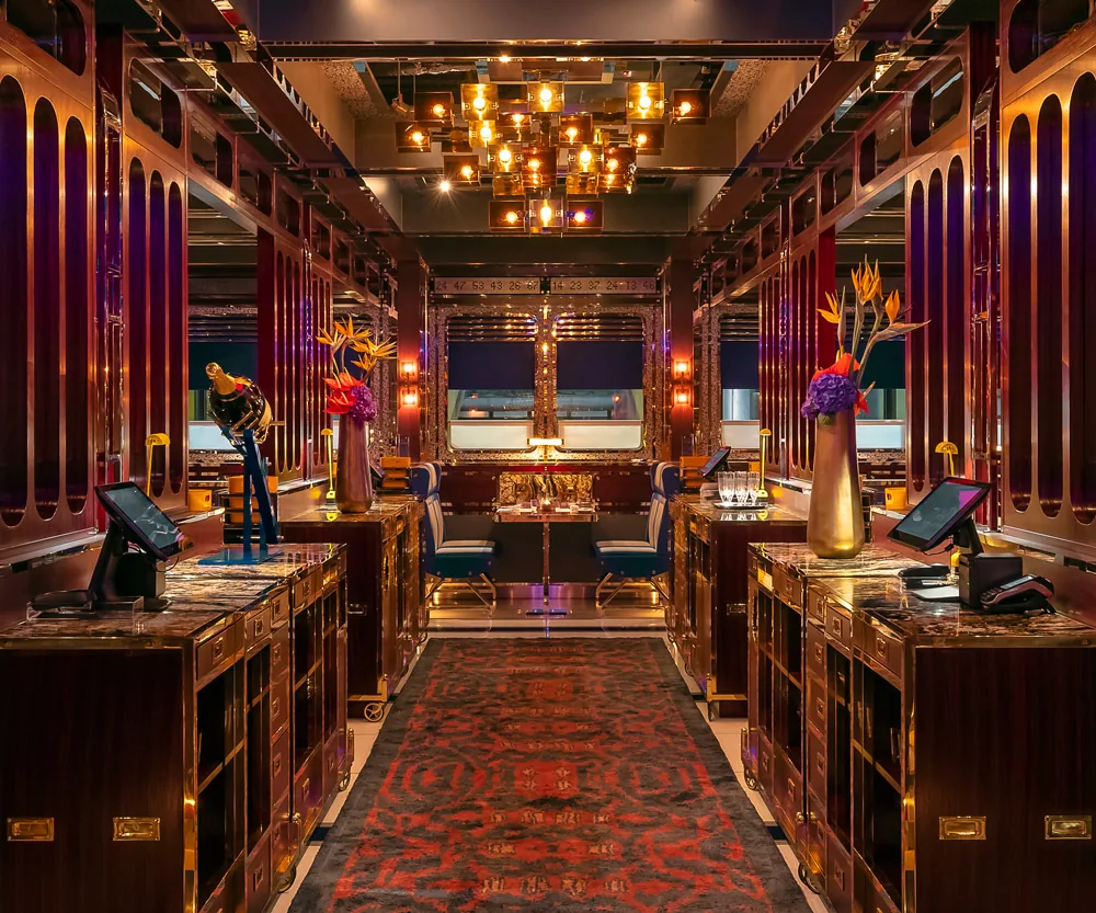 Dining room with chandeliers