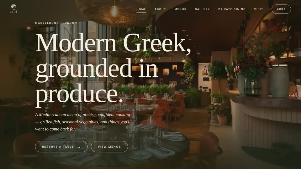 The new cliorestaurant.co.uk website