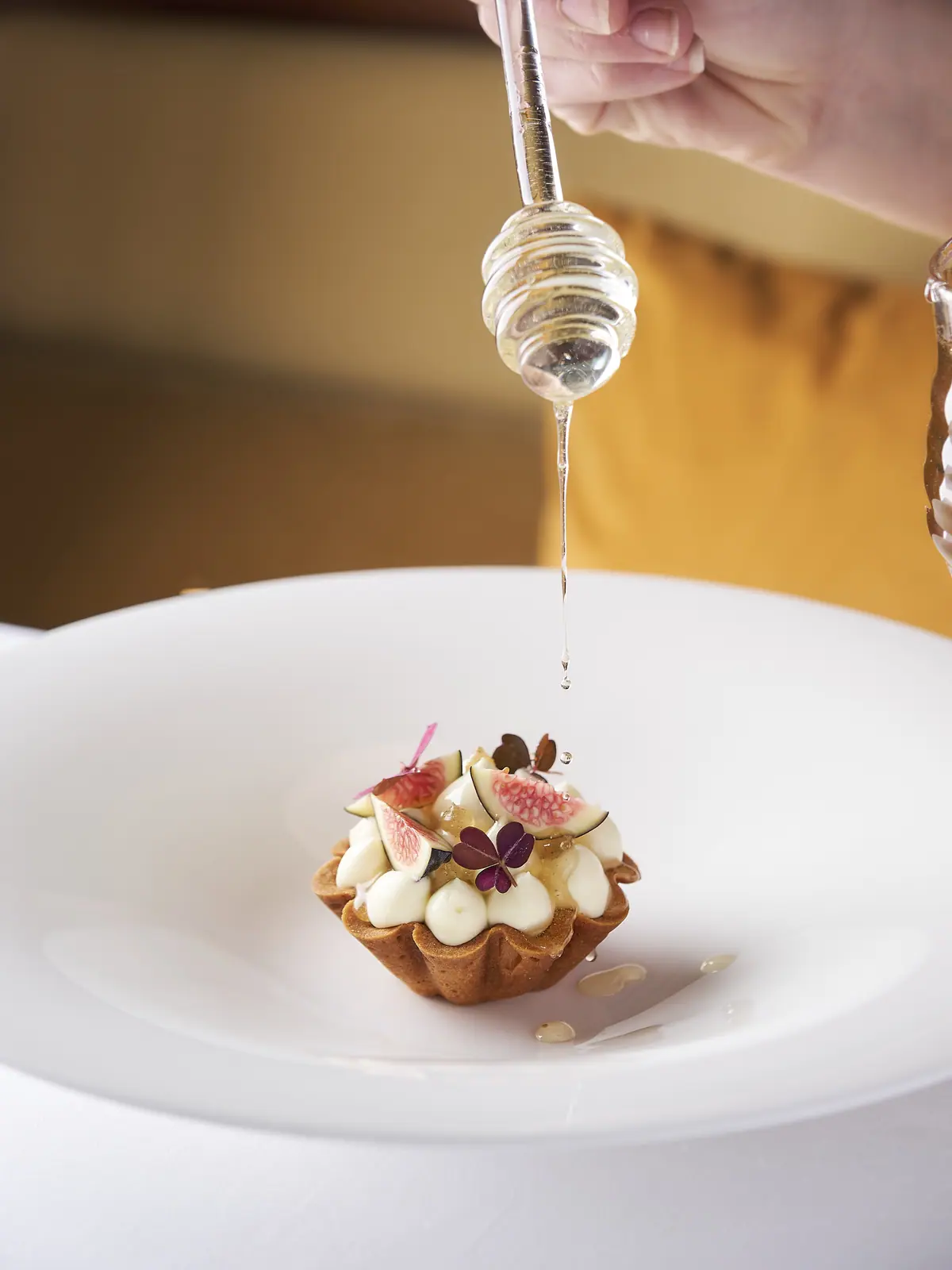 Honey over a fig tart