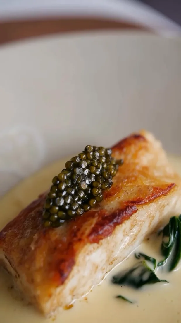 Fish with caviar and sauce