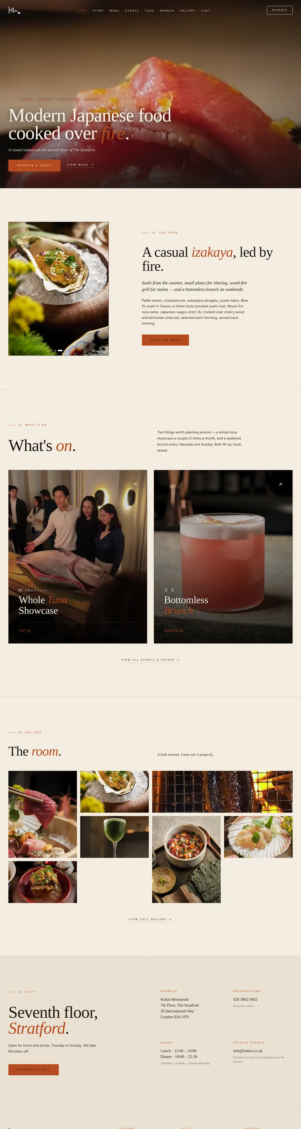 Website we built: Japanese izakaya, Stratford