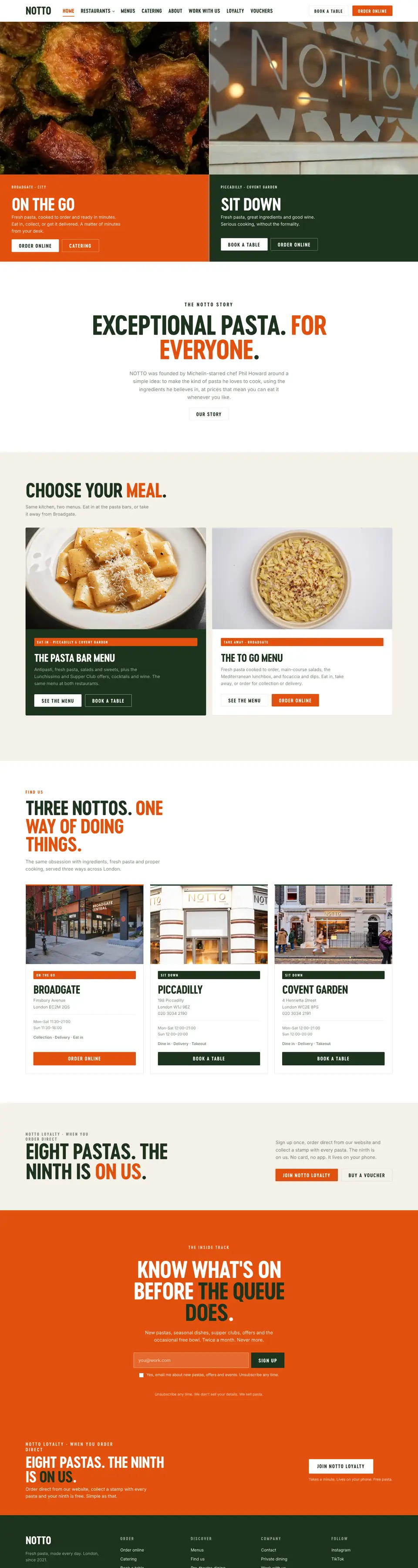 Website we built: Fresh pasta bars across London