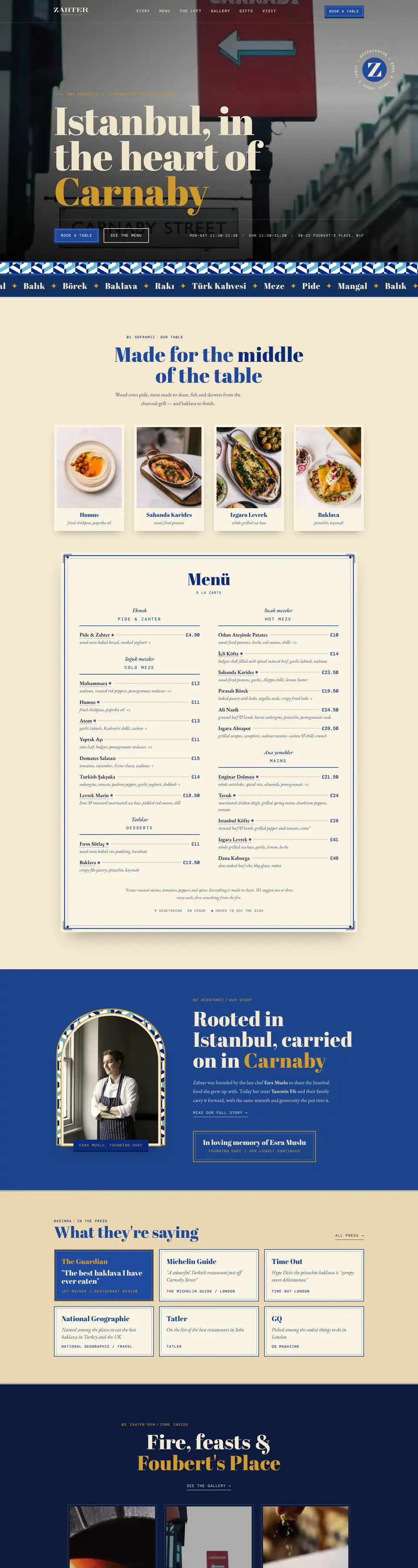 Website we built: Turkish restaurant, Carnaby